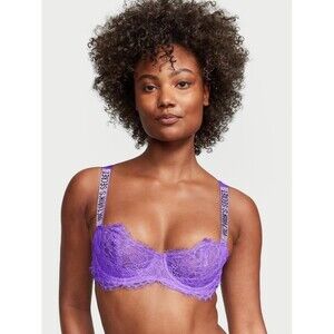 Victorias Secret Very Sexy Wicked Unlined Lace Shine Strap Balconette Bra 34DDD